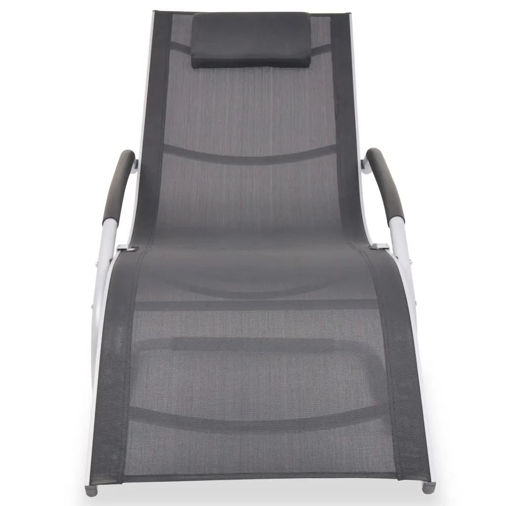 vidaXL Sun Lounger with Pillow Aluminium and Textilene Black