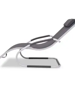 vidaXL Sun Lounger with Pillow Aluminium and Textilene Black