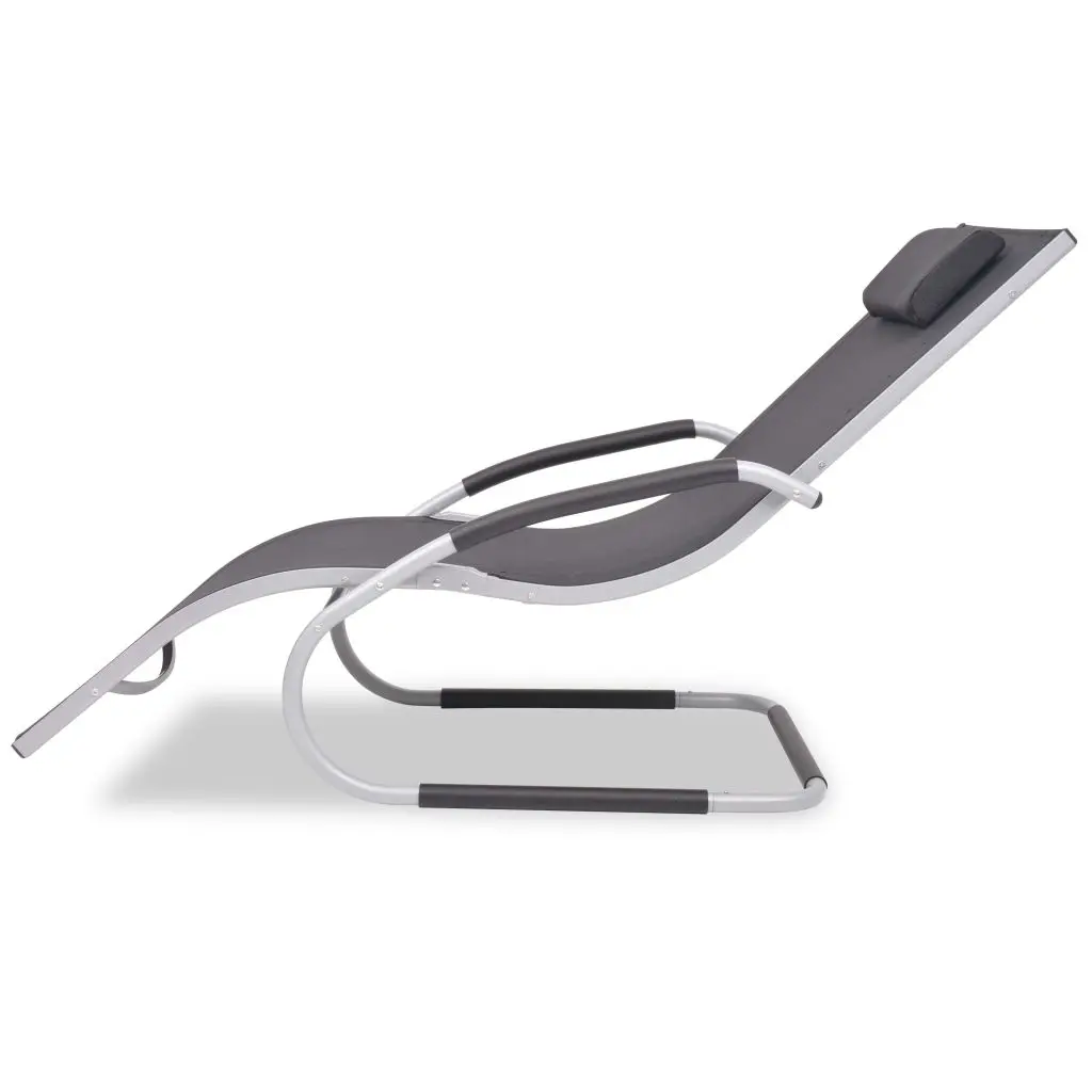 vidaXL Sun Lounger with Pillow Aluminium and Textilene Black