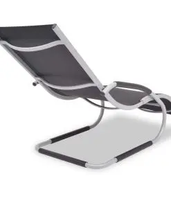 vidaXL Sun Lounger with Pillow Aluminium and Textilene Black