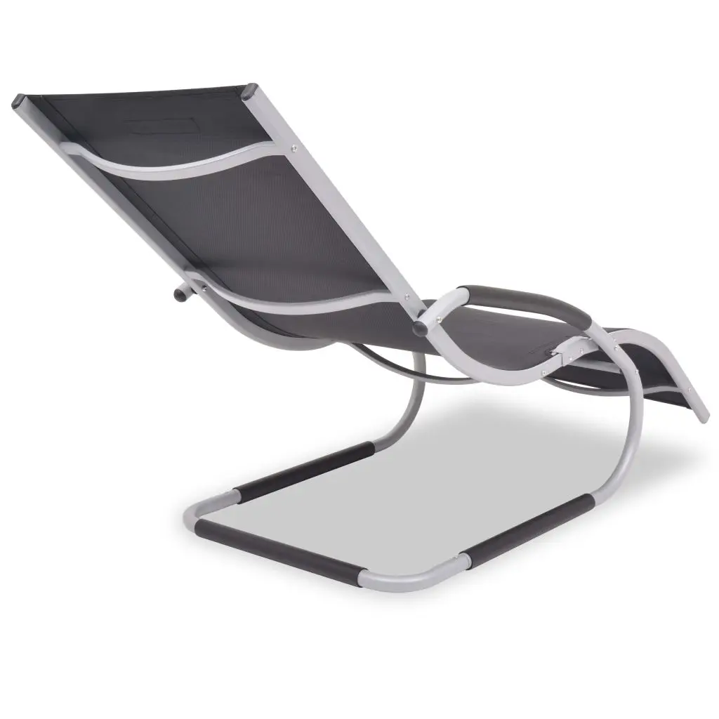 vidaXL Sun Lounger with Pillow Aluminium and Textilene Black