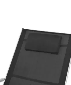vidaXL Sun Lounger with Pillow Aluminium and Textilene Black