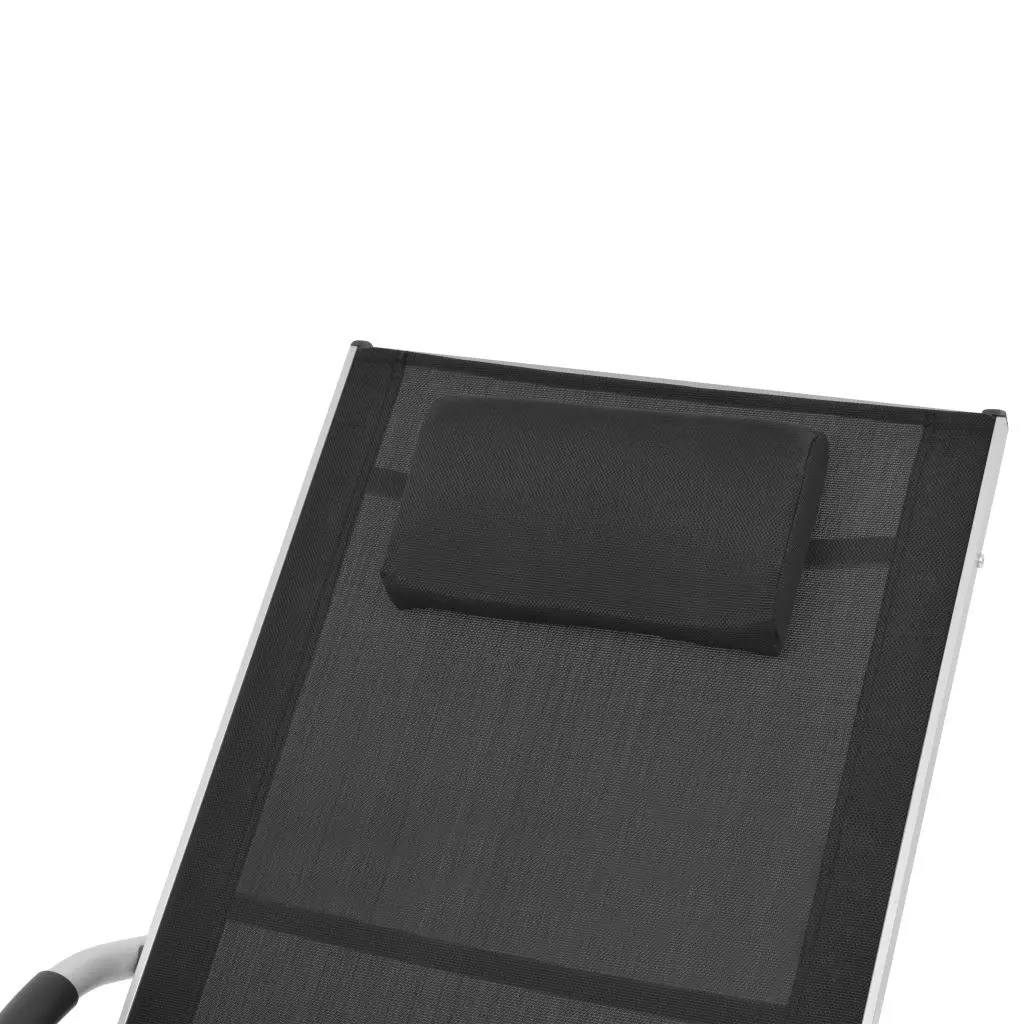 vidaXL Sun Lounger with Pillow Aluminium and Textilene Black