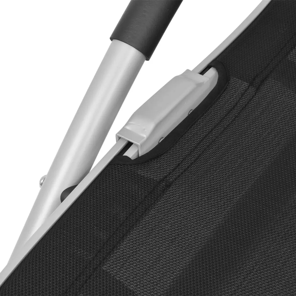 vidaXL Sun Lounger with Pillow Aluminium and Textilene Black