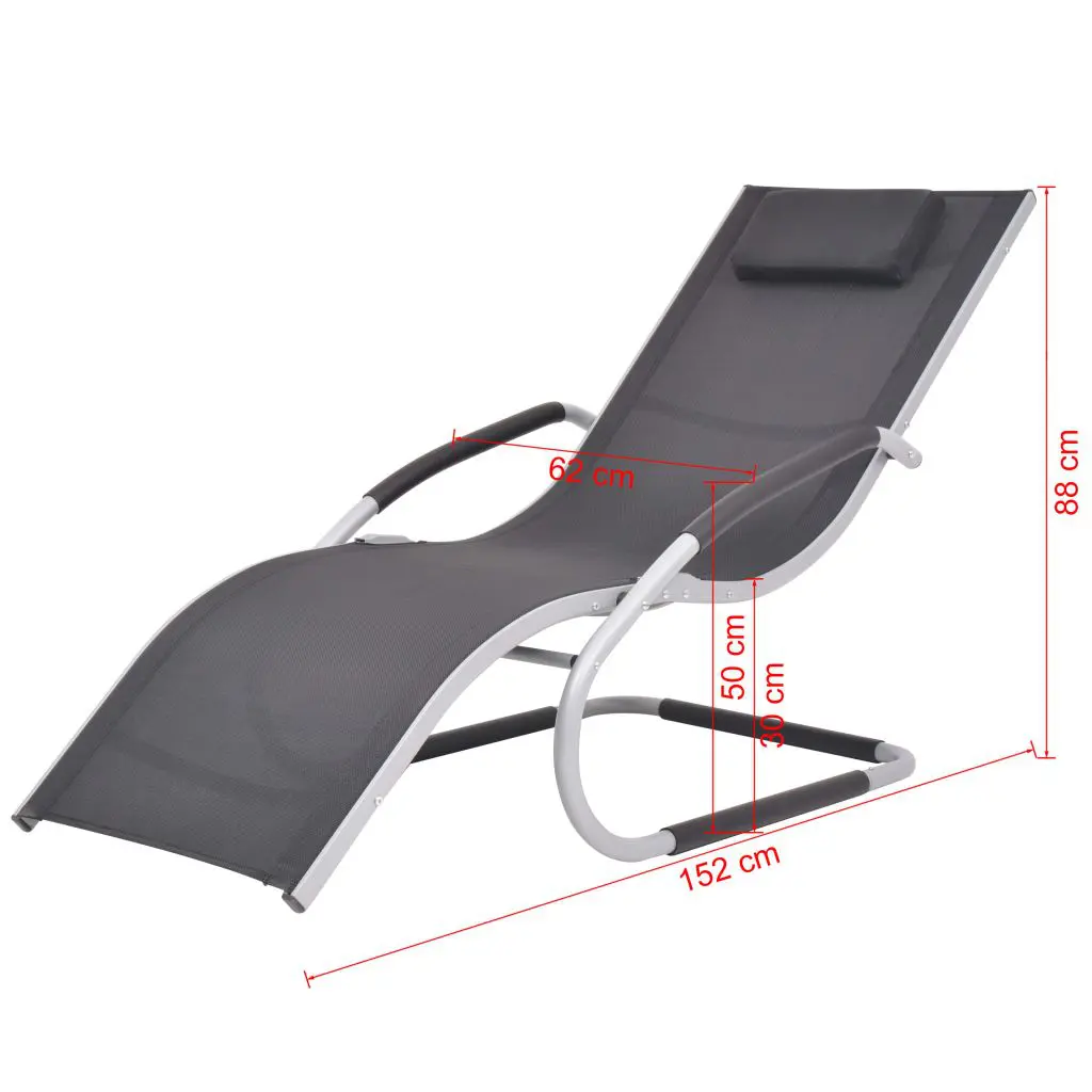 vidaXL Sun Lounger with Pillow Aluminium and Textilene Black