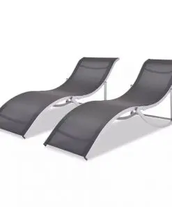 vidaXL Folding Sun Loungers 2 pcs Aluminium and Textilene