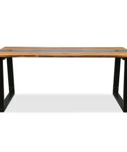 vidaXL Dining Table Solid Acacia Wood and Glass 180x90x75 cm
