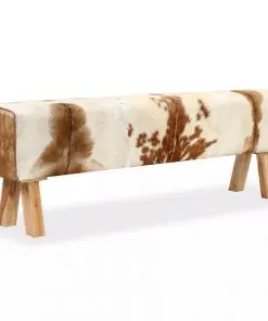 vidaXL Bench Genuine Goat Leather 160x28x50 cm