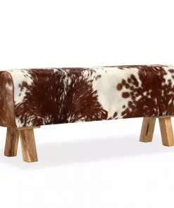 vidaXL Bench Genuine Goat Leather 120x30x45 cm