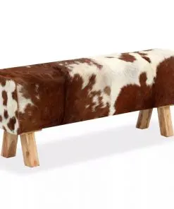 vidaXL Bench Genuine Goat Leather 120x30x45 cm