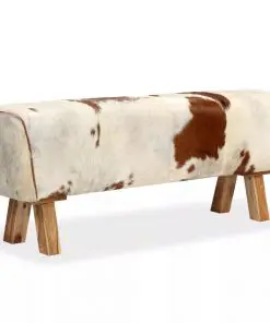 vidaXL Bench Genuine Goat Leather 120x30x45 cm