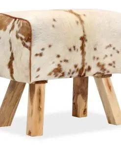 vidaXL Stool Genuine Goat Leather 60x30x50 cm
