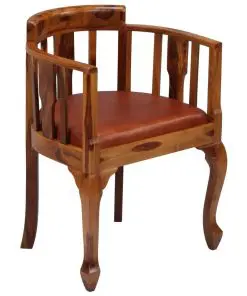 vidaXL Dining Chairs 2 pcs Real Leather and Solid Sheesham Wood