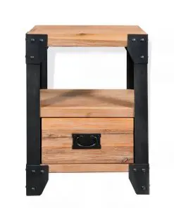 vidaXL Nightstand Solid Acacia Wood Steel 40x30x54 cm