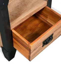 vidaXL Nightstand Solid Acacia Wood Steel 40x30x54 cm