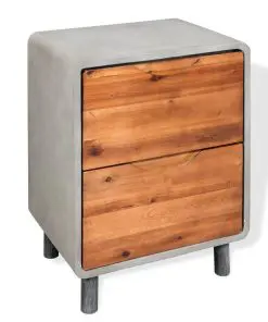 vidaXL Nightstand Concrete Solid Acacia Wood 40x30x50 cm