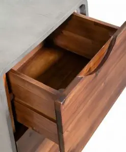 vidaXL Nightstand Concrete Solid Acacia Wood 40x30x50 cm