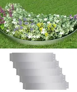 vidaXL Lawn Fences 5 pcs Galvanised Steel 100×20 cm