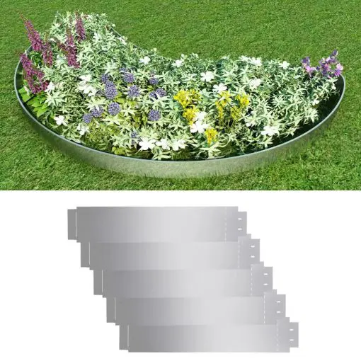 vidaXL Lawn Fences 5 pcs Galvanised Steel 100×20 cm
