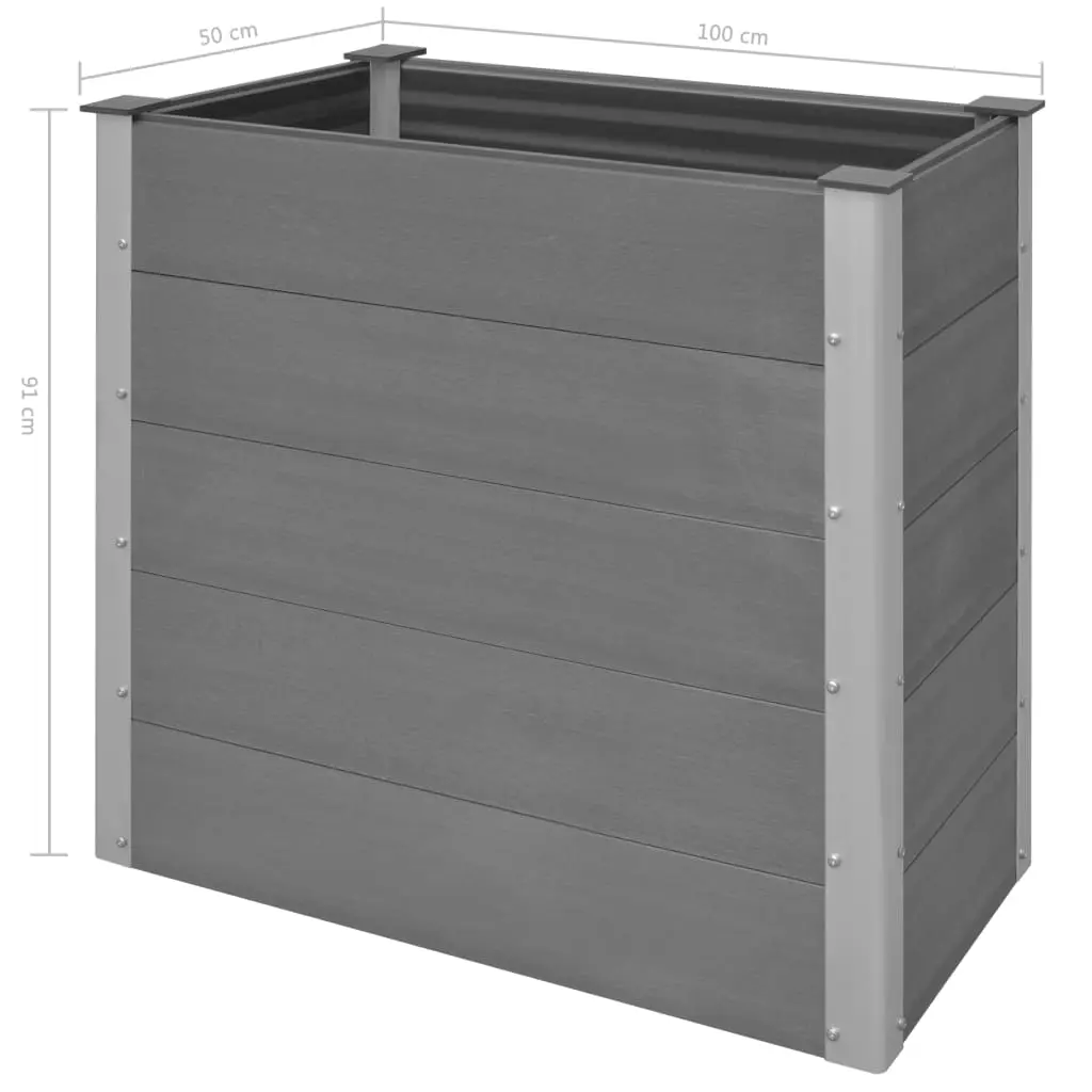 vidaXL Garden Planter WPC 100x50x91 cm Grey