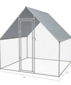 vidaXL Outdoor Chicken Cage Galvanised Steel 2x2x2 m