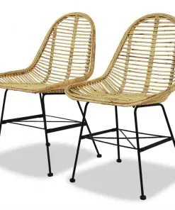 vidaXL Dining Chairs 2 pcs Natural Rattan