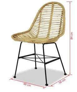 vidaXL Dining Chairs 2 pcs Natural Rattan