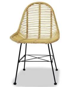 vidaXL Dining Chairs 4 pcs Natural Rattan