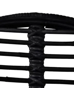 vidaXL Dining Chairs 2 pcs Black Natural Rattan