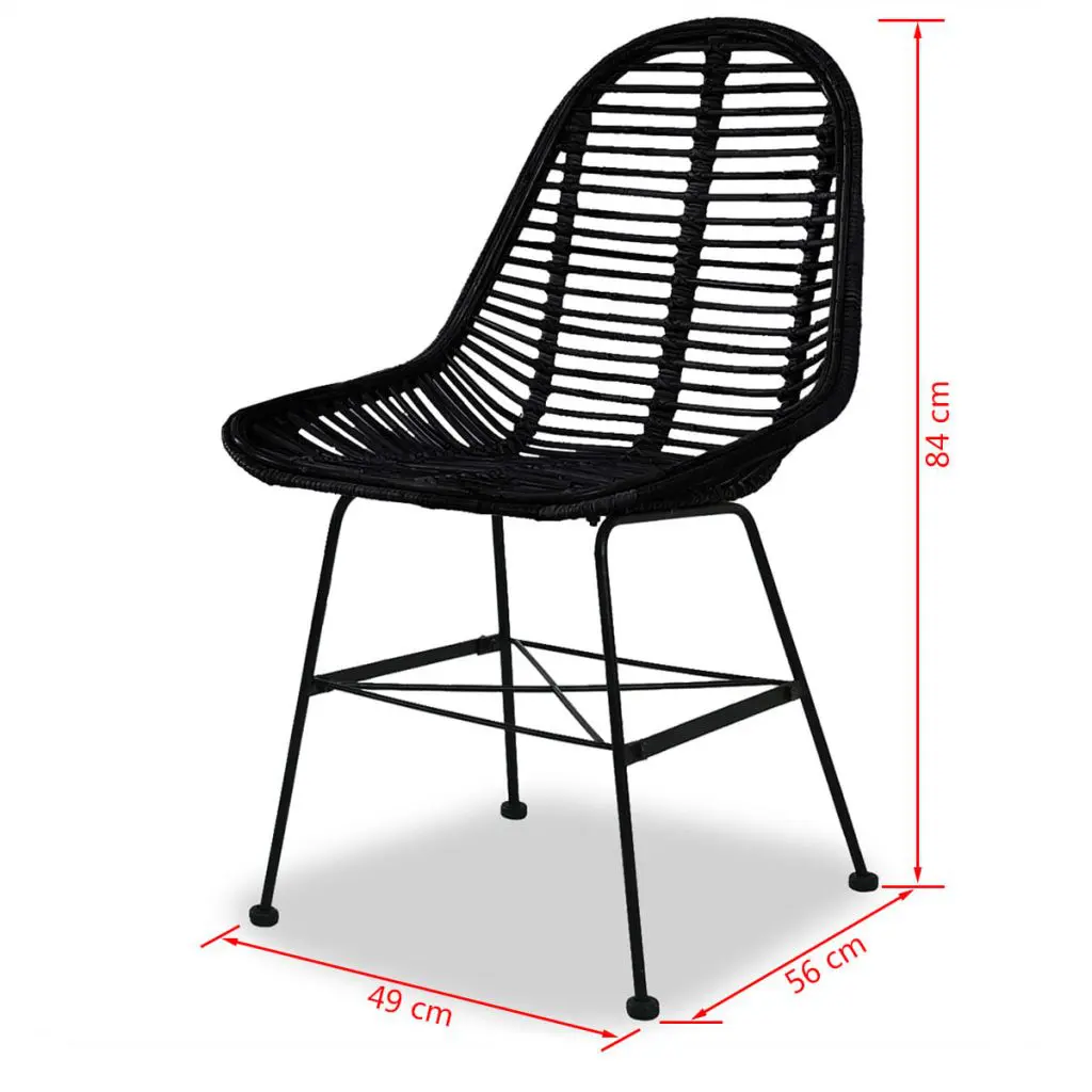 vidaXL Dining Chairs 4 pcs Black Natural Rattan