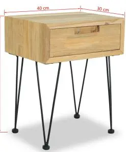 vidaXL Bedside Cabinet 40x30x50 cm Solid Teak