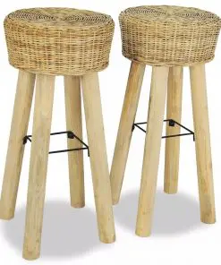 vidaXL Bar Stools 2 pcs Natural Rattan