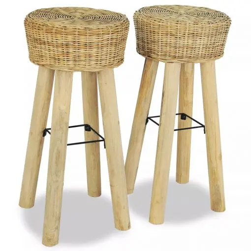 vidaXL Bar Stools 2 pcs Natural Rattan