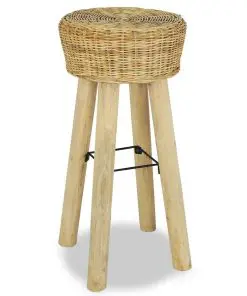 vidaXL Bar Stools 2 pcs Natural Rattan