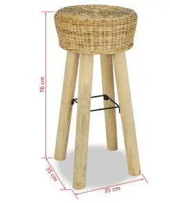 vidaXL Bar Stools 2 pcs Natural Rattan
