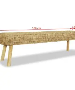 vidaXL Hall Bench 160x35x45 cm Natural Rattan