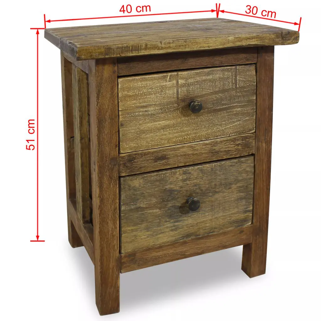 vidaXL Nightstand Solid Reclaimed Wood 40x30x51 cm