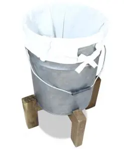 vidaXL Laundry Basket Galvanised Iron Solid Reclaimed Wood 30x30x58 cm