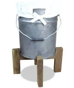 vidaXL Laundry Basket Galvanised Iron Solid Reclaimed Wood 30x30x58 cm