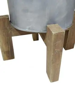 vidaXL Laundry Basket Galvanised Iron Solid Reclaimed Wood 30x30x58 cm