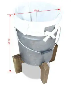 vidaXL Laundry Basket Galvanised Iron Solid Reclaimed Wood 30x30x58 cm