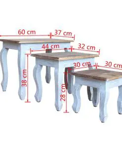 vidaXL Nesting Table Set 3 Pieces Solid Reclaimed Wood
