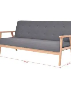 vidaXL 3-Seater Sofa Fabric Dark Grey