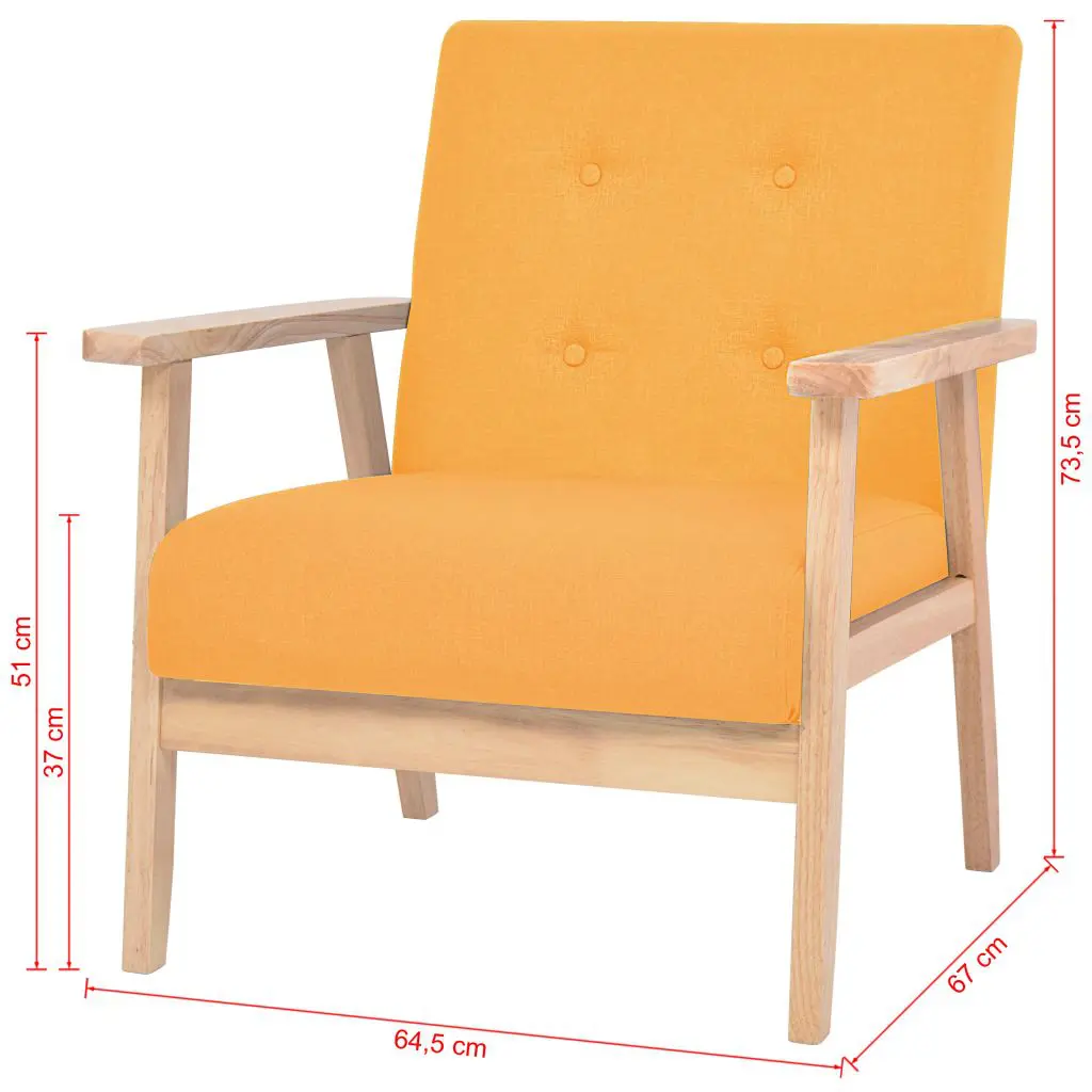 vidaXL Armchair Yellow Fabric