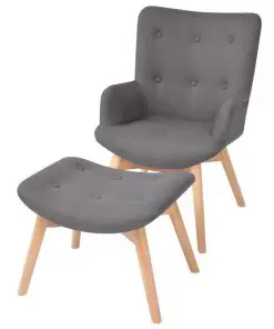 vidaXL Armchair with Footstool Grey Fabric