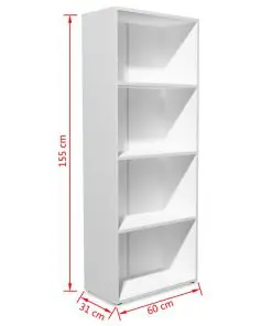 vidaXL Bookshelf Chipboard 60x31x155 cm white