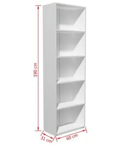 vidaXL Bookshelf Chipboard 60x31x190 cm White