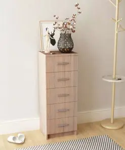 vidaXL Tall Chest of Drawers Chipboard 41x35x108 cm Oak
