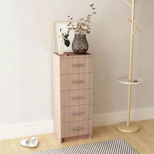 vidaXL Tall Chest of Drawers Chipboard 41x35x108 cm Oak