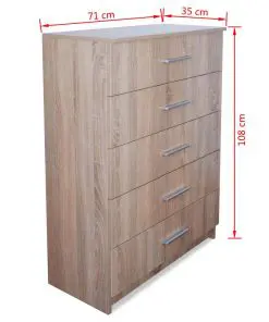vidaXL Storage Cabinet Chipboard 71x35x108 cm Oak